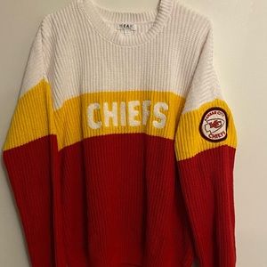 WEAR by EA Kansas City KC chiefs color block knit sweater with arm patch